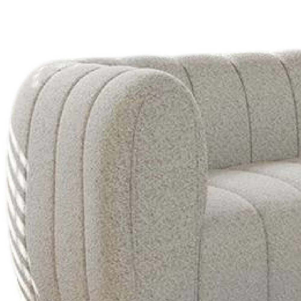 Hery Loveseat 65 Inch White Boucle Vertical Channel Tufted Details BM332544