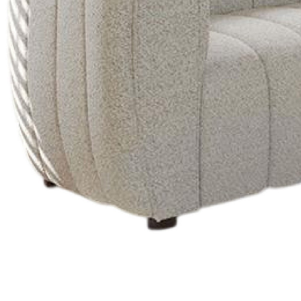 Hery Loveseat 65 Inch White Boucle Vertical Channel Tufted Details BM332544