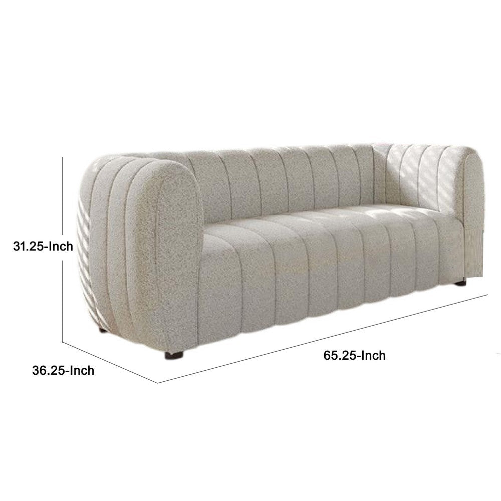 Hery Loveseat 65 Inch White Boucle Vertical Channel Tufted Details BM332544
