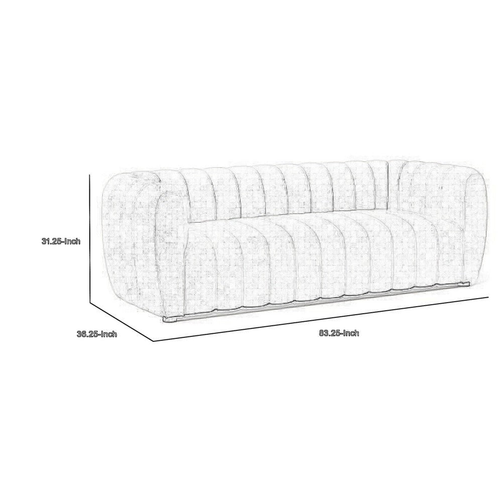 Hery Sofa 83 Inch White Boucle Vertical Channel Tufted Details BM332545