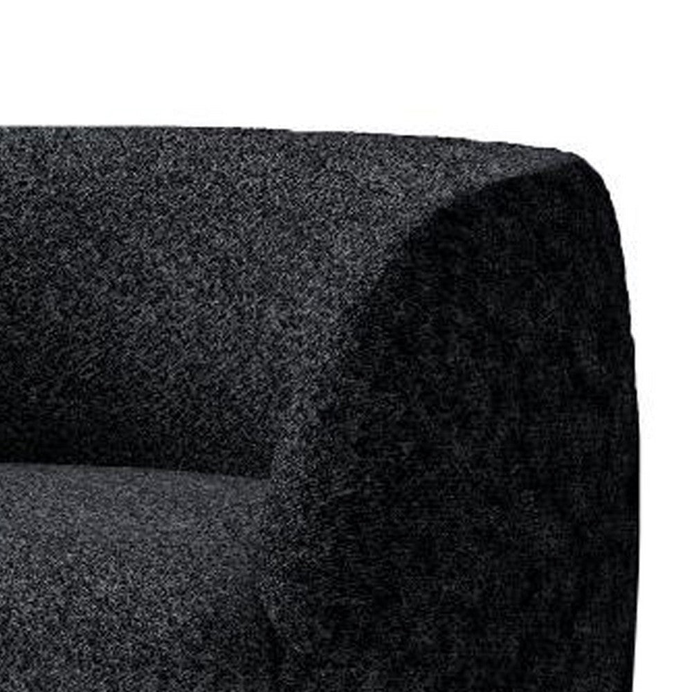 Srey Accent Chair 37 Inch Plush Black Boucle Curved Kidney Shape BM332547