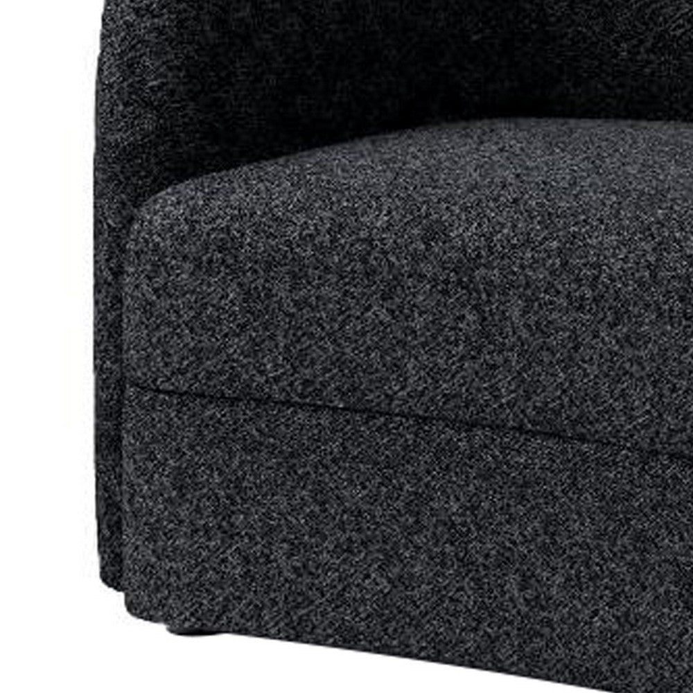 Srey Accent Chair 37 Inch Plush Black Boucle Curved Kidney Shape BM332547
