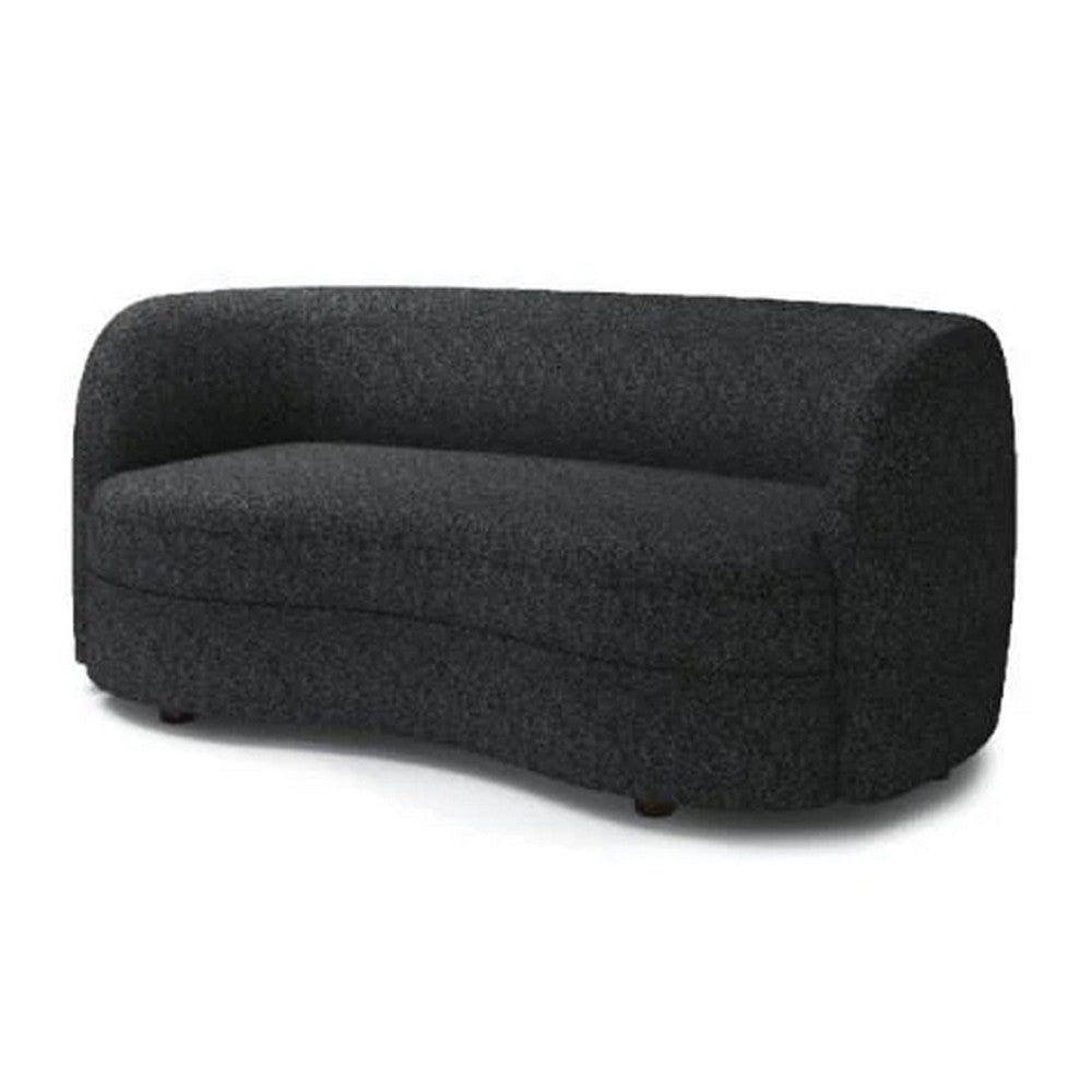 Srey Loveseat 64 Inch Plush Black Boucle Soft Curved Kidney Shape BM332548