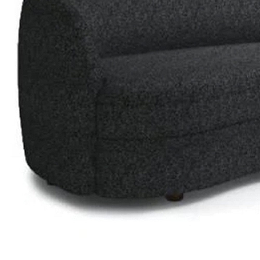 Srey Loveseat 64 Inch Plush Black Boucle Soft Curved Kidney Shape BM332548