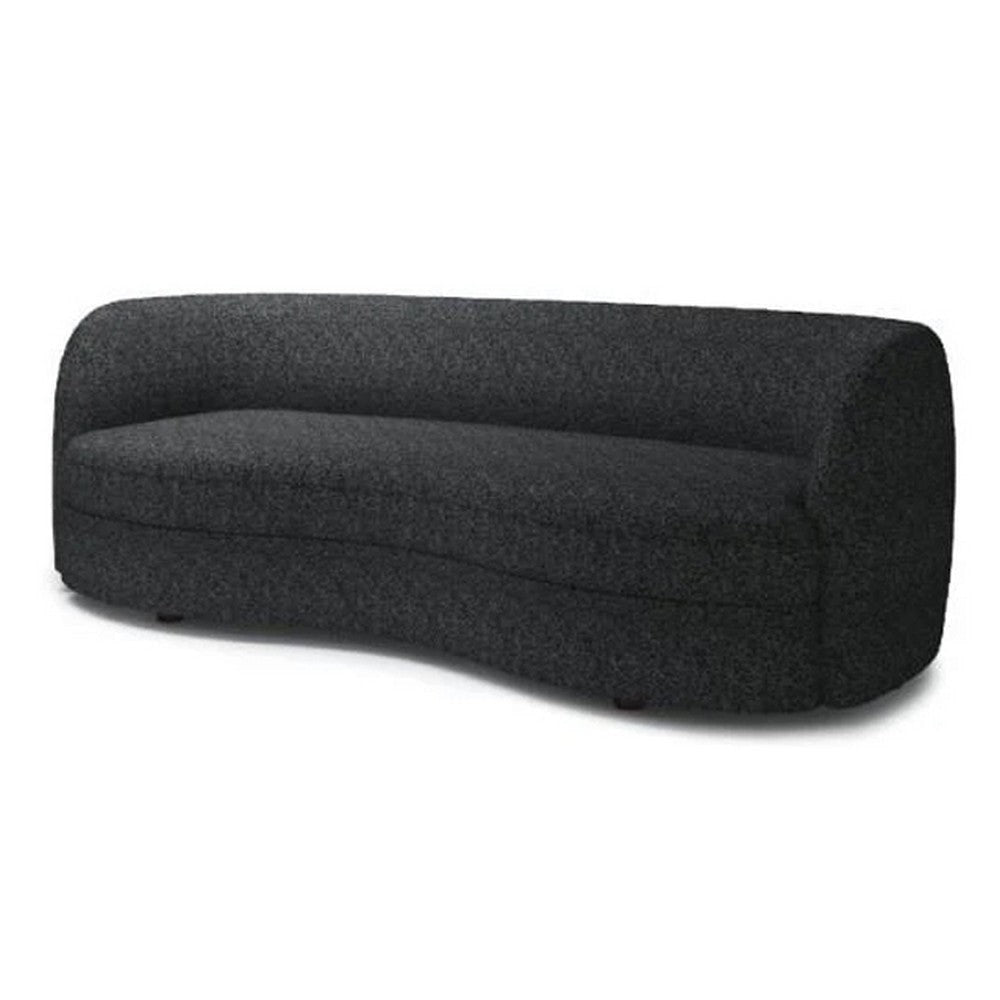 Srey Sofa 84 Inch Plush Black Boucle Curved Curved Kidney Shape BM332549