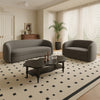 Srey 2pc Sofa and Loveseat Set, Gray Boucle, Curved Kidney Shape