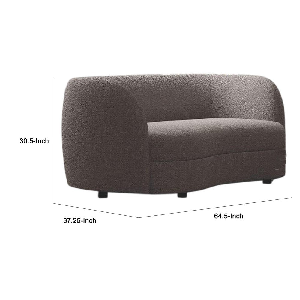 Srey Loveseat 64 Inch Charcoal Gray Boucle Curved Kidney Shape BM332552