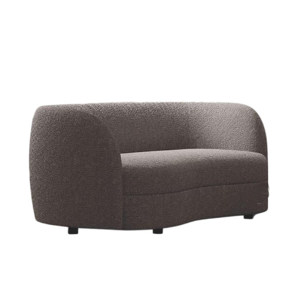 Srey Loveseat, 64 Inch, Charcoal Gray Boucle, Curved Kidney Shape