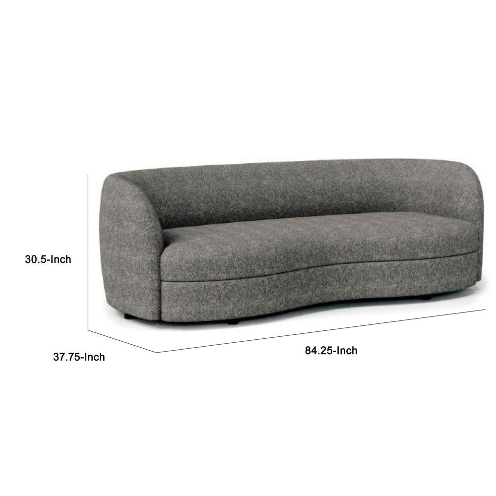 Srey Sofa 84 Inch Charcoal Gray Boucle Smooth Curved Kidney Shape BM332553