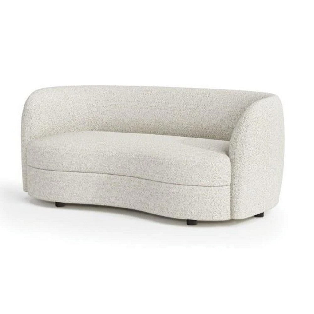 Srey Loveseat 64 Inch Modern White Boucle Curved Kidney Shape BM332555