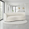 Srey Sofa, 84 Inch, Modern Plush White Boucle, Curved Kidney Shape