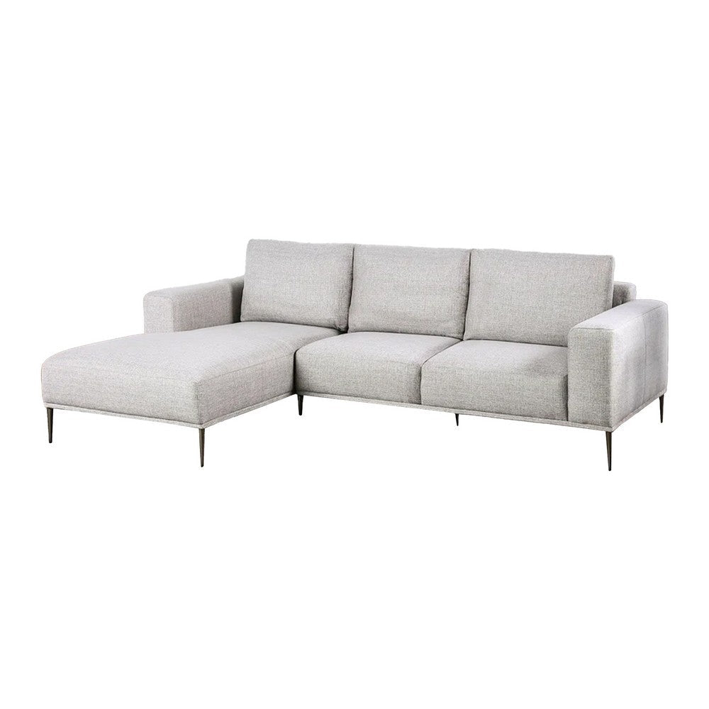 Kevin Sectional Sofa, Left Chaise, Gray Chenille, 98 Inch, Metal Legs