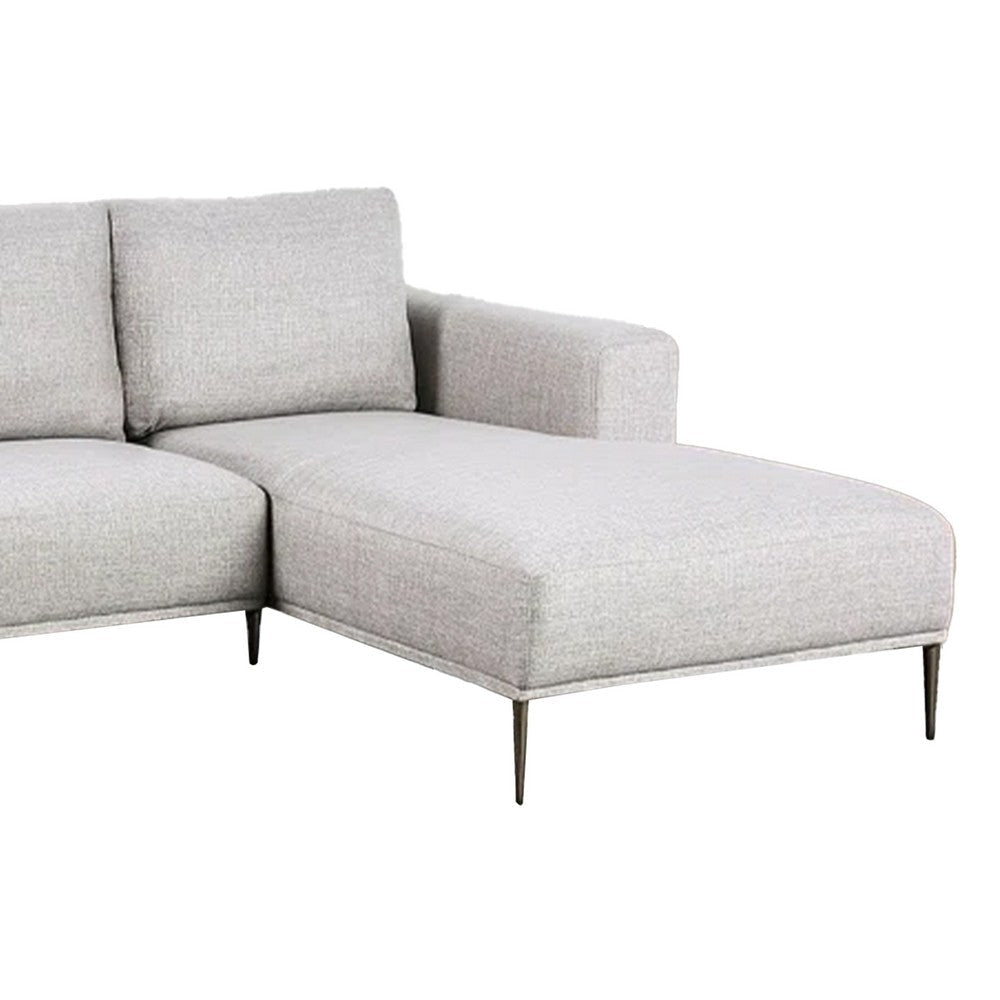 Kevin Sectional Sofa Right Chaise Gray Chenille 98 Inch Metal Legs BM332558
