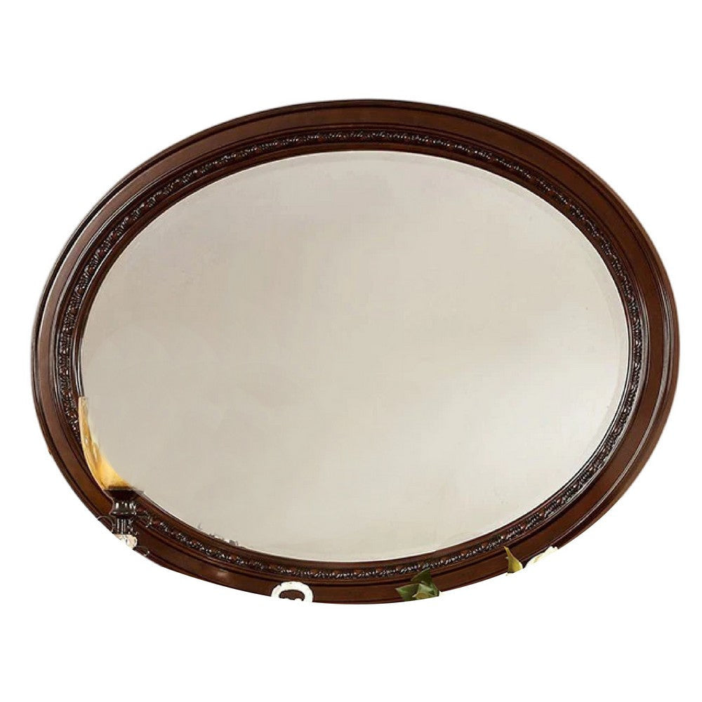 Lego Wall Mounting Mirror 49 Inch Cherry Brown Solid Wood Oval Frame BM332562