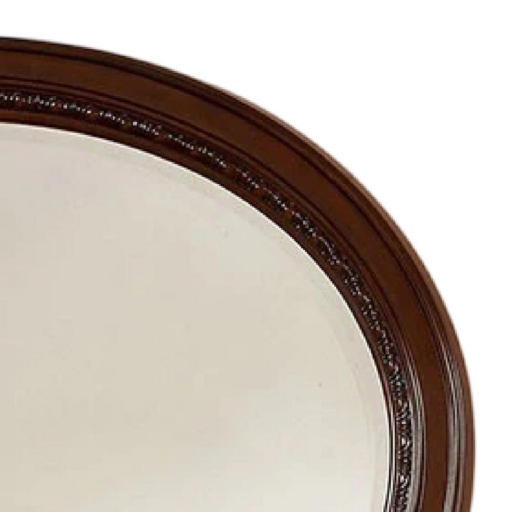 Lego Wall Mounting Mirror 49 Inch Cherry Brown Solid Wood Oval Frame BM332562