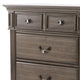 Recus Tall Dresser Chest 6 Drawers w Brass Handles Gray Solid Wood BM332563