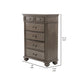 Recus Tall Dresser Chest 6 Drawers w Brass Handles Gray Solid Wood BM332563
