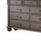 Recus Wide Dresser 9 Drawers with Brass Handles Gray Solid Wood BM332564