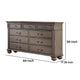 Recus Wide Dresser 9 Drawers with Brass Handles Gray Solid Wood BM332564