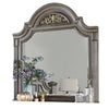 Recus Dresser Mirror 49 Inch Floral Arched Shape Gray Solid Wood