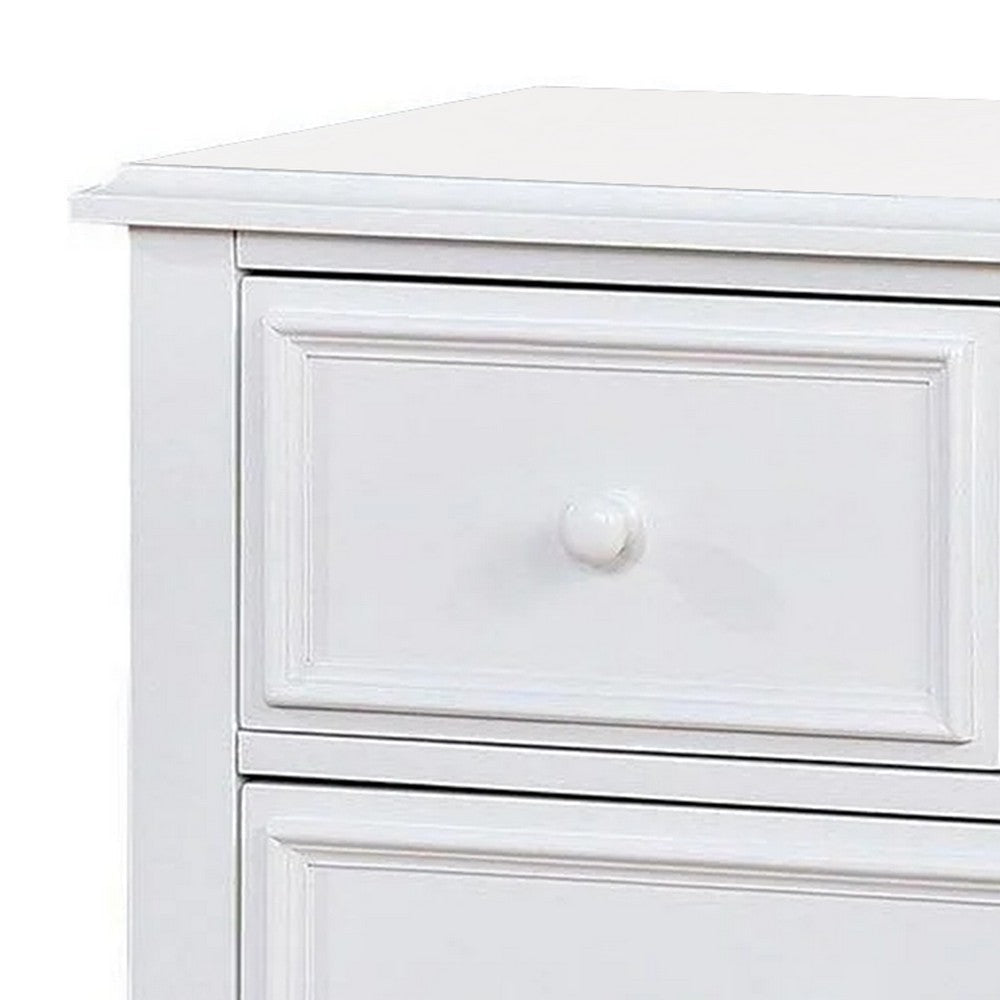Kny Wide Dresser 7 Drawers Turned Feet Traditional White Solid Wood BM332569