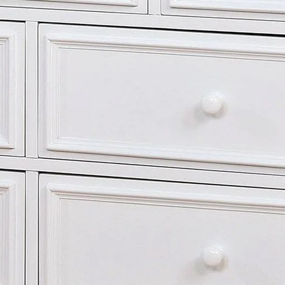 Kny Wide Dresser 7 Drawers Turned Feet Traditional White Solid Wood BM332569