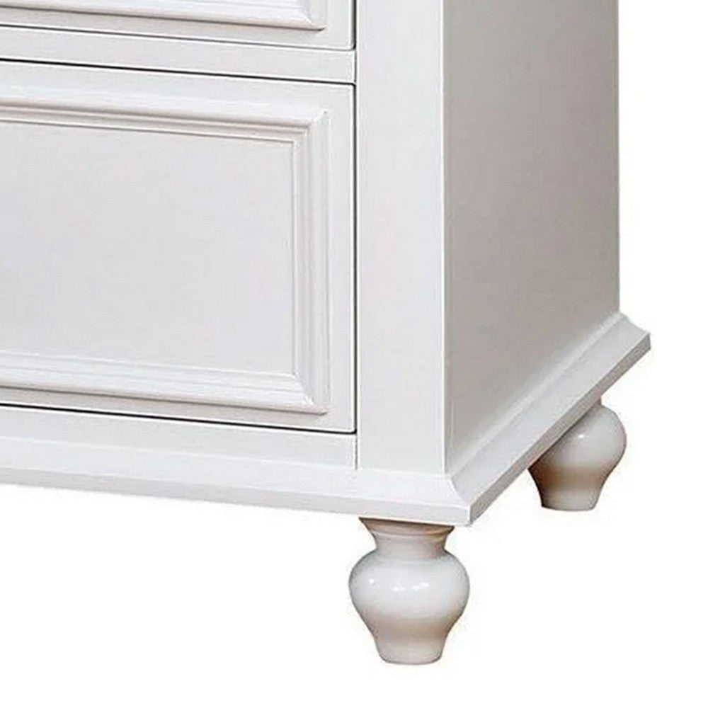 Kny Wide Dresser 7 Drawers Turned Feet Traditional White Solid Wood BM332569