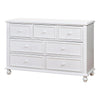 Kny Wide Dresser, 7 Drawers, Turned Feet, Traditional White Solid Wood