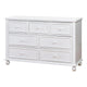 Kny Wide Dresser, 7 Drawers, Turned Feet, Traditional White Solid Wood