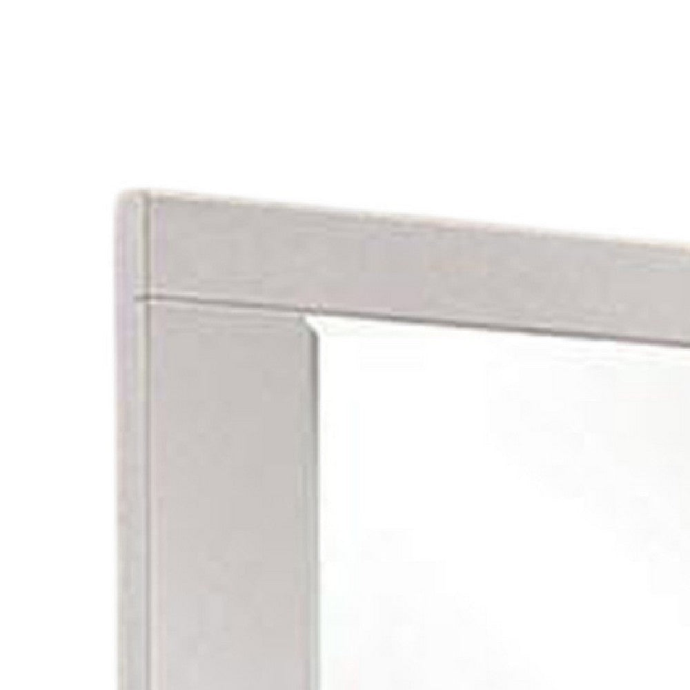 Gely Dresser Mirror 46 Inch Glossy White Lacquer Solid Wood Frame BM332571