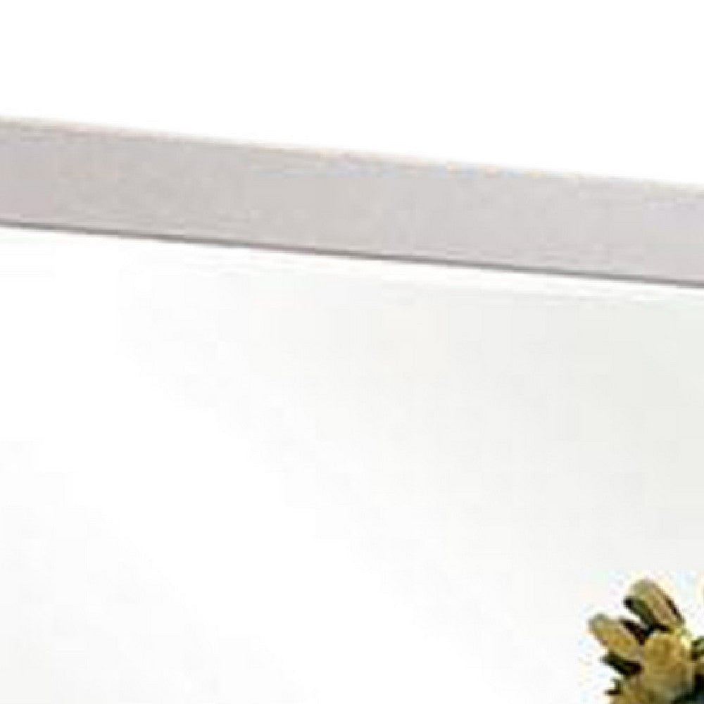 Gely Dresser Mirror 46 Inch Glossy White Lacquer Solid Wood Frame BM332571