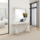 Gely Dresser Mirror, 46 Inch Glossy White Lacquer, Solid Wood Frame