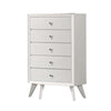 Tory Tall Dresser Chest 5 Drawers w Bronze Knobs Textured White Wood BM332575