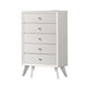 Tory Tall Dresser Chest 5 Drawers w Bronze Knobs Textured White Wood BM332575