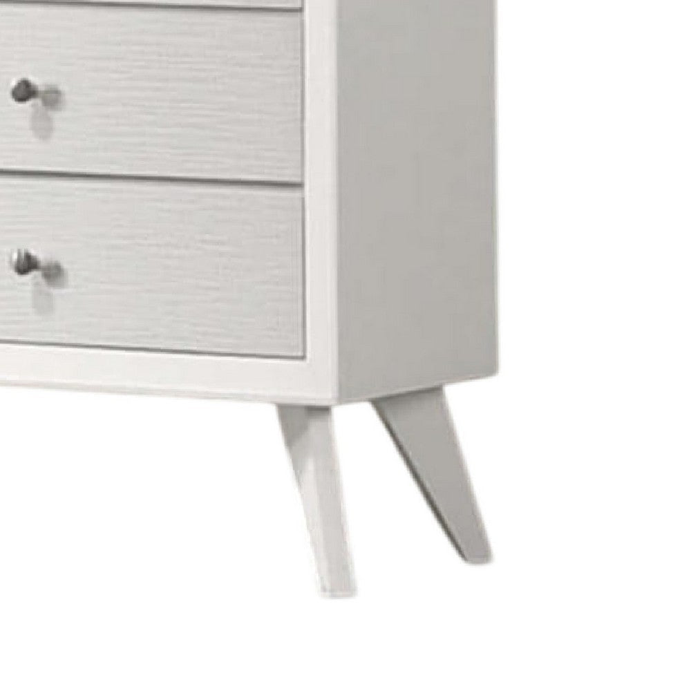 Tory Tall Dresser Chest 5 Drawers w Bronze Knobs Textured White Wood BM332575