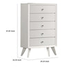 Tory Tall Dresser Chest 5 Drawers w Bronze Knobs Textured White Wood BM332575