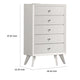 Tory Tall Dresser Chest 5 Drawers w Bronze Knobs Textured White Wood BM332575