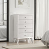 Tory Tall Dresser Chest, 5 Drawers w Bronze Knobs, Textured White Wood