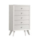 Tory Tall Dresser Chest, 5 Drawers w Bronze Knobs, Textured White Wood