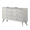Tory Wide Dresser 6 Drawers w Bronze Knobs Textured White Wood BM332576