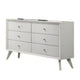 Tory Wide Dresser 6 Drawers w Bronze Knobs Textured White Wood BM332576