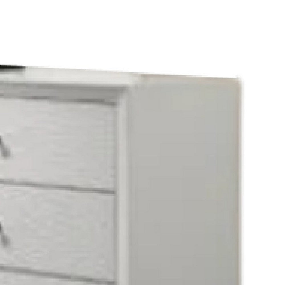 Tory Wide Dresser 6 Drawers w Bronze Knobs Textured White Wood BM332576