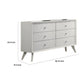 Tory Wide Dresser 6 Drawers w Bronze Knobs Textured White Wood BM332576