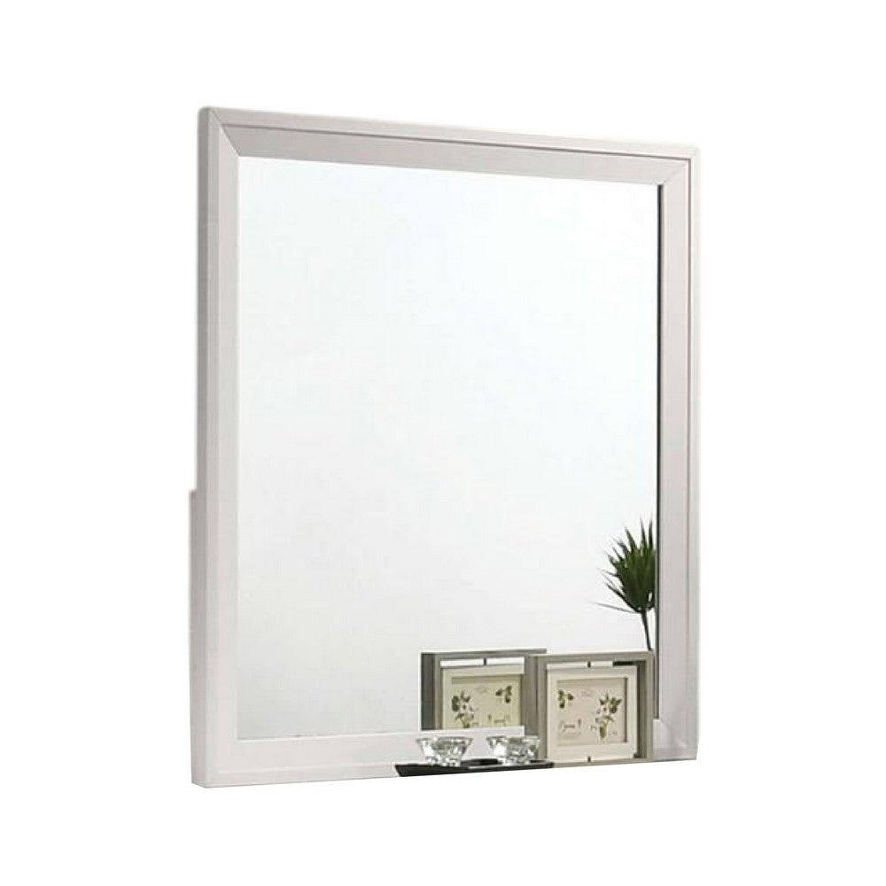 Tory Dresser Mirror, 36 Inch Rectangular, Classic White Solid Wood