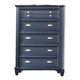 Zeny Tall Dresser Chest, 5 Drawers, Nickel Handles, Slate Blue Wood