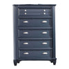Zeny Tall Dresser Chest 5 Drawers Nickel Handles Slate Blue Wood BM332578