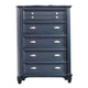Zeny Tall Dresser Chest 5 Drawers Nickel Handles Slate Blue Wood BM332578