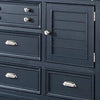 Zeny Wide Dresser 5 Drawers 2 Door Cabinets Slate Blue Solid Wood BM332579