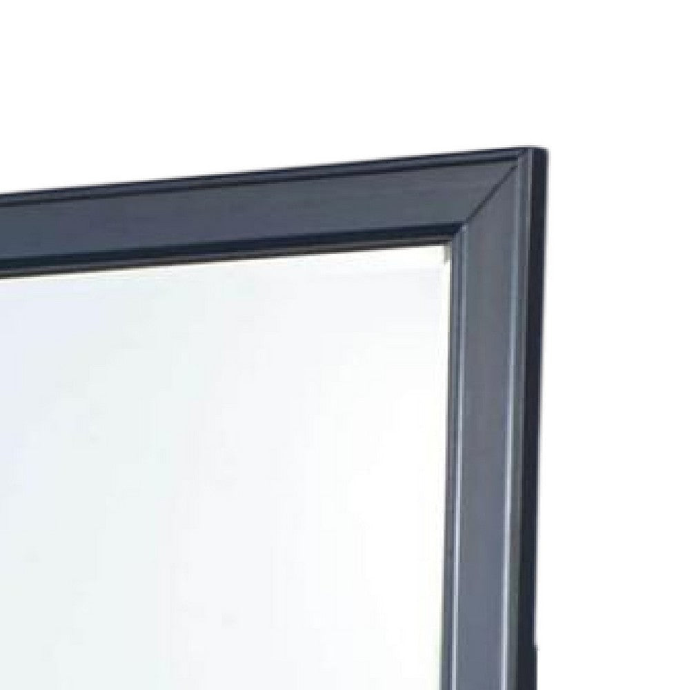 Zeny Dresser Mirror 40 Inch Rectangular Slate Blue Solid Wood Frame BM332580