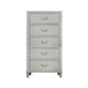 Roly Tall Dresser Chest, 5 Drawers, Chrome Hanging Handles, Gray Wood